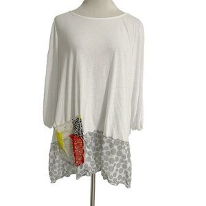 Chalet Et Ceci Size Small  Top Blouse Art to Wear Boho Lagenlook Pocket Artsy